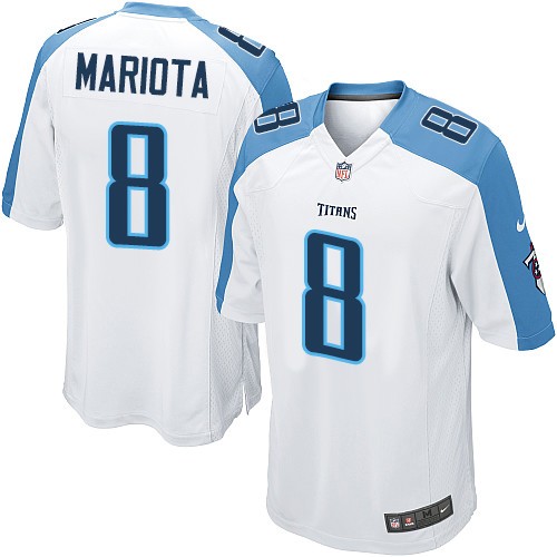 Men's Limited Marcus Mariota Nike Jersey White Road - #8 NFL Tennessee Titans